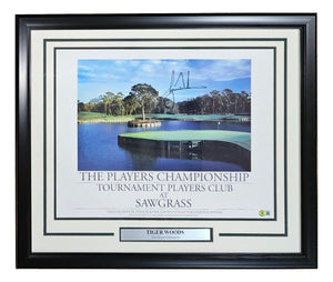 Tiger Woods Signed Framed 16x20 PGA TPC Sawgrass Poster BAS LOA - Sports Integrity