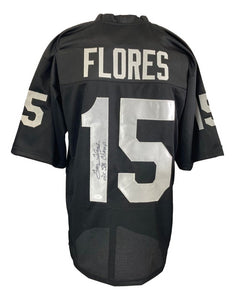 Tom Flores Oakland Signed Black Football Jersey 2x SB Champ Insc JSA Hologram - Sports Integrity