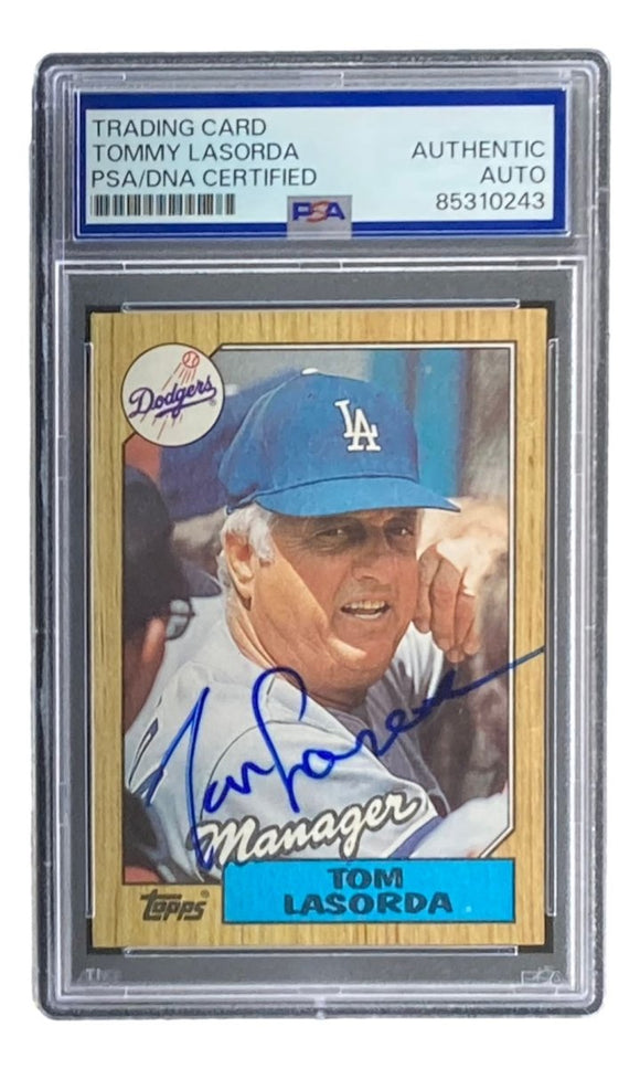 Tom LaSorda Signed 1987 Topps #493 Los Angeles Dodgers Trading Card PSA - Sports Integrity