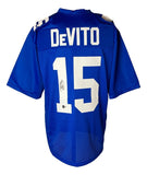 Tommy Devito New York Signed Blue Football Jersey BAS ITP - Sports Integrity