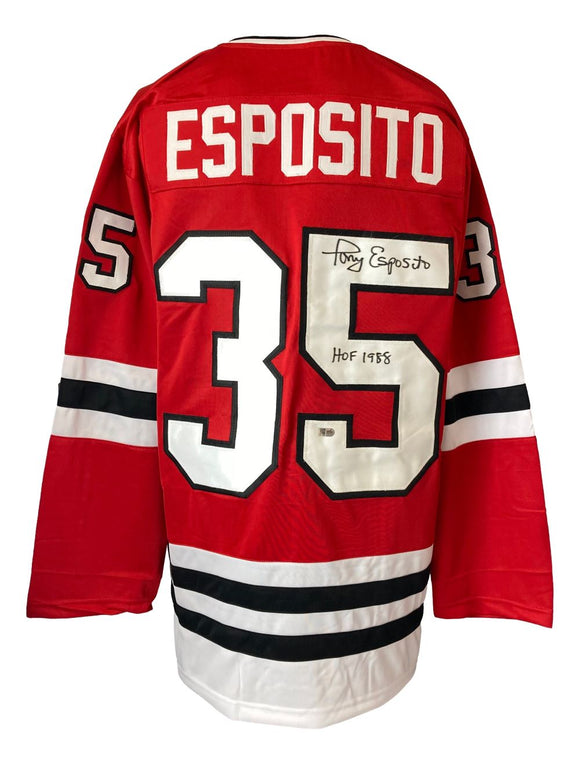 Tony Esposito Chicago Signed Red Hockey Jersey HOF 1988 Sports Integrity