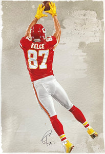 Travis Kelce 13x19 Kansas City Chiefs Lithograph Signed by Tony Santiago