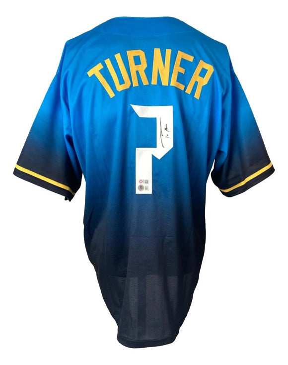 Trea Turner Philadelphia Signed Alternate Blue Baseball Jersey BAS ITP - Sports Integrity