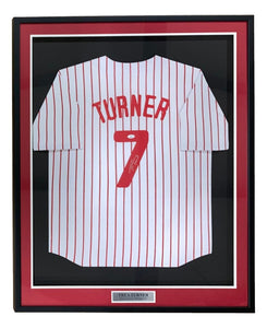 Trea Turner Philadelphia Signed Framed White Pinstripe Baseball Jersey JSA