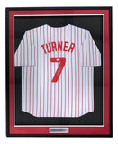 Trea Turner Philadelphia Signed Framed White Pinstripe Baseball Jersey JSA