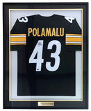 Troy Polamalu Pittsburgh Signed Framed Custom Black Football Jersey BAS ITP