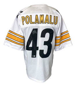 Troy Polamalu Pittsburgh Signed White Football Jersey BAS ITP