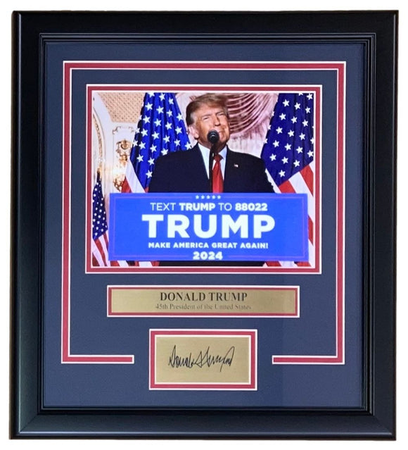 President Donald Trump Framed 8x10 Vote 2024 Photo w/ Laser Engraved Signature