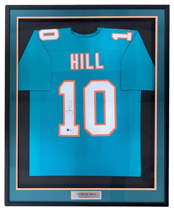 Tyreek Hill Miami Signed Framed Custom Teal Football Jersey BAS ITP