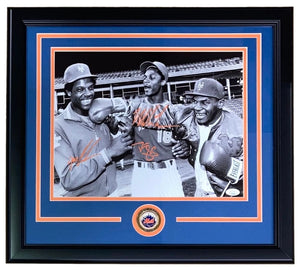 Mike Tyson Gooden Strawberry Signed In Orange Framed 11x14 Mets B&W Photo JSA - Sports Integrity