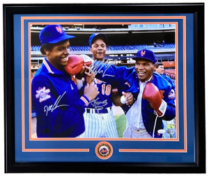 Mike Tyson Gooden Strawberry Signed Framed 16x20 New York Mets Photo JSA+BAS