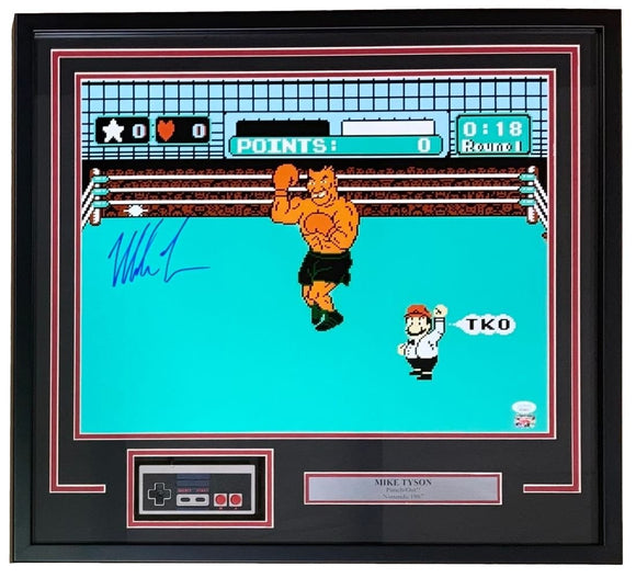 Mike Tyson Signed Framed 16x20 Punch Out Boxing Photo w/ Controller JSA Hologram - Sports Integrity