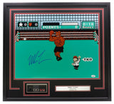 Mike Tyson Signed in Blue Framed 16x20 Punch Out Boxing Photo w/Controller JSA - Sports Integrity