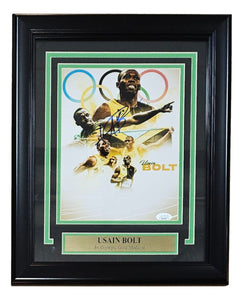 Usain Bolt Signed Framed 8x10 Olympic Track Collage Photo JSA Hologram - Sports Integrity