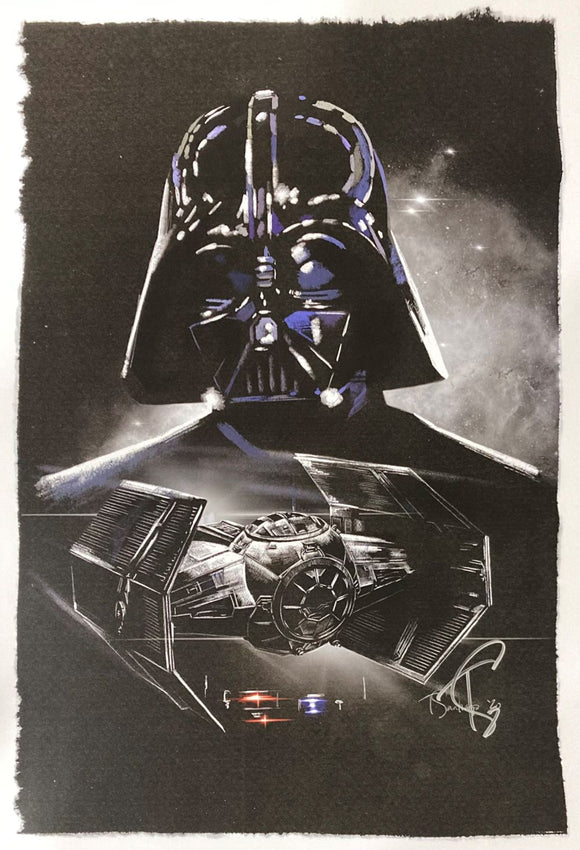 Darth Vader 13x19 Star Wars Lithograph Signed by Tony Santiago