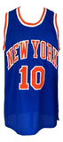 Walt Frazier New York Signed Blue Basketball Jersey BAS - Sports Integrity