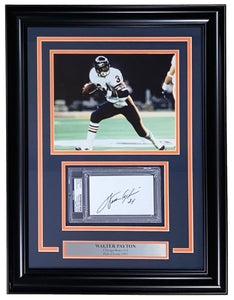 Walter Payton Chicago Bears Signed Framed Slabbed Index Card PSA/DNA