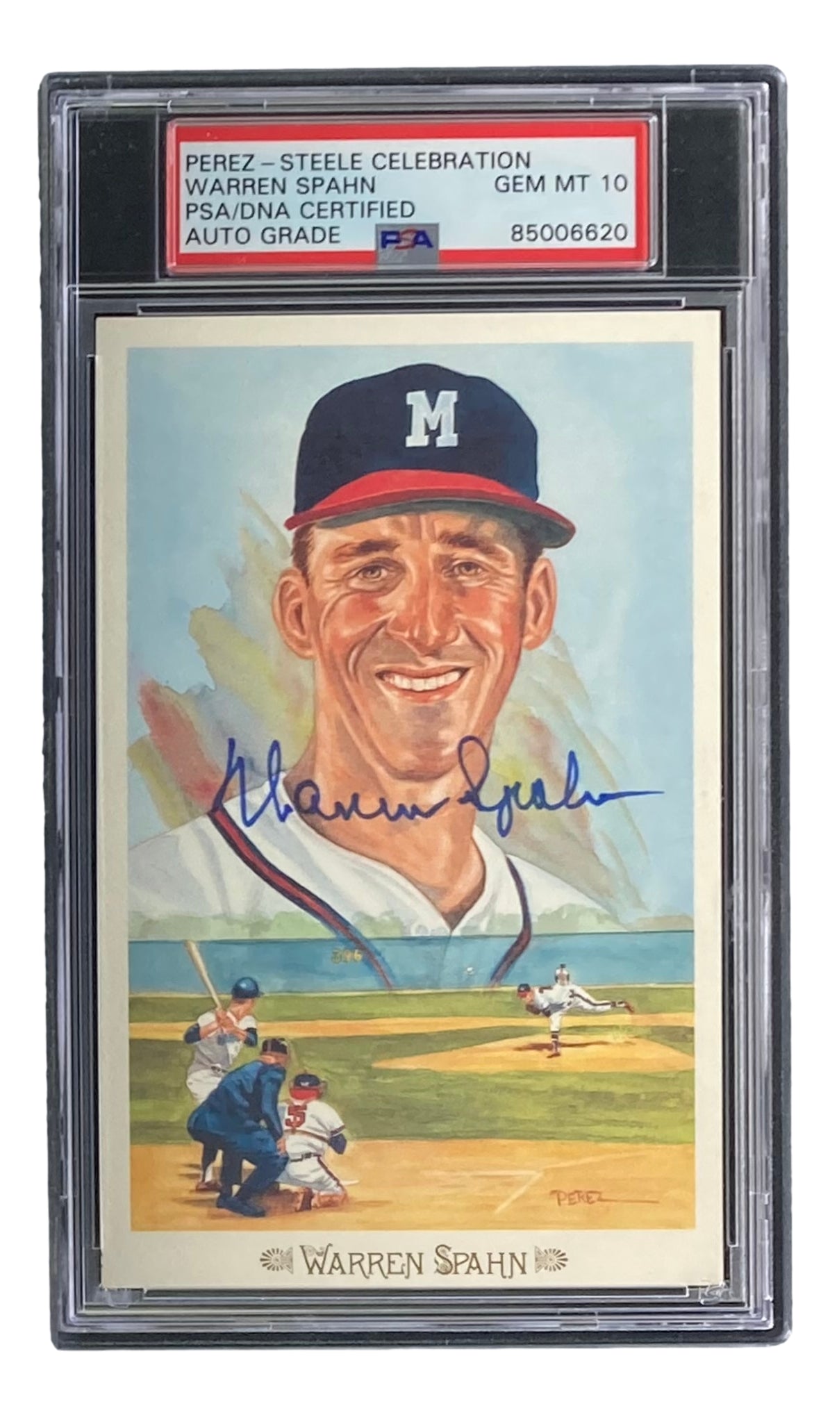 Warren Spahn Signed 4x6 Photo (PSA/DNA Encapsulated)