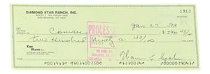 Warren Spahn Milwaukee Braves Signed Bank Check #1913 BAS - Sports Integrity