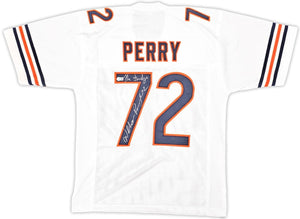 William Perry Chicago Signed White Football Jersey The Fridge Inscribed BAS - Sports Integrity