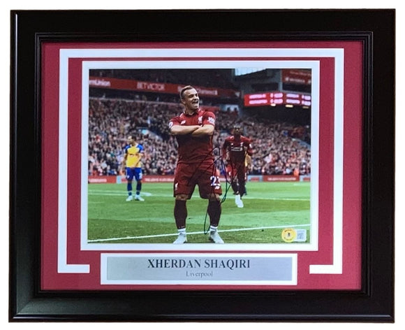 Xherdan Shaqiri Signed Framed 8x10 Liverpool Soccer Photo BAS