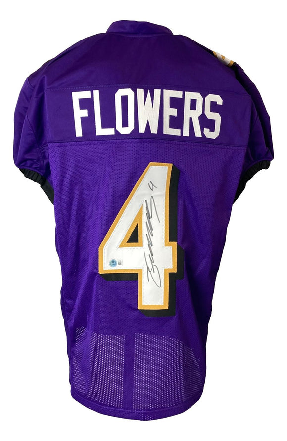 Zay Flowers Baltimore Signed Purple Pro-Cut Football Jersey BAS